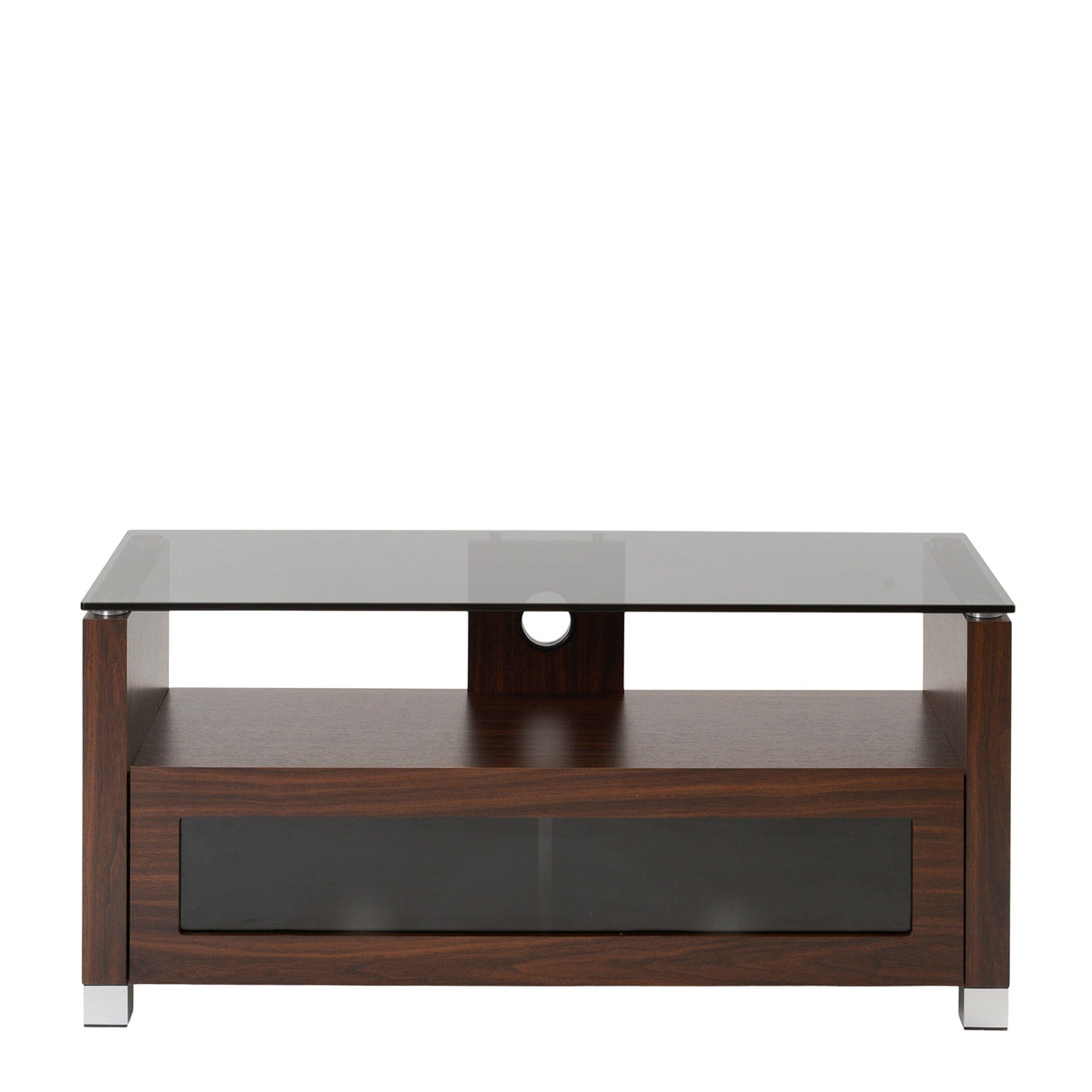 TTAP Elegance TV Cabinet in Walnut and Tinted Glass