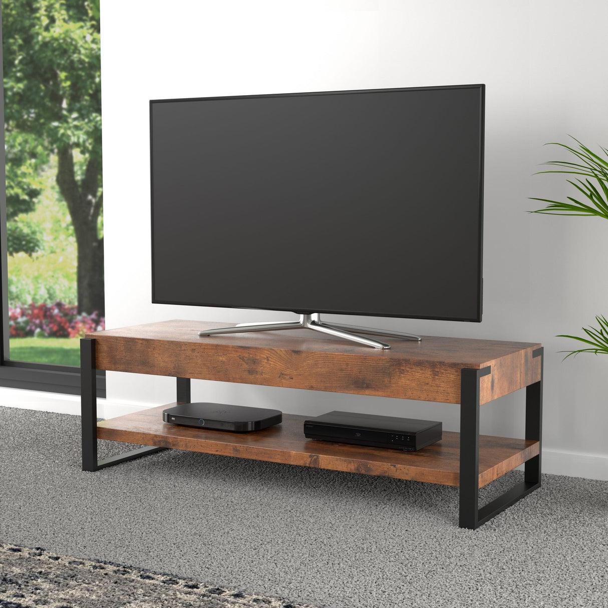 AVF Ridgewood 120cm Wide Rustic Dark Wooden TV Stand (FS1200RIDDW)