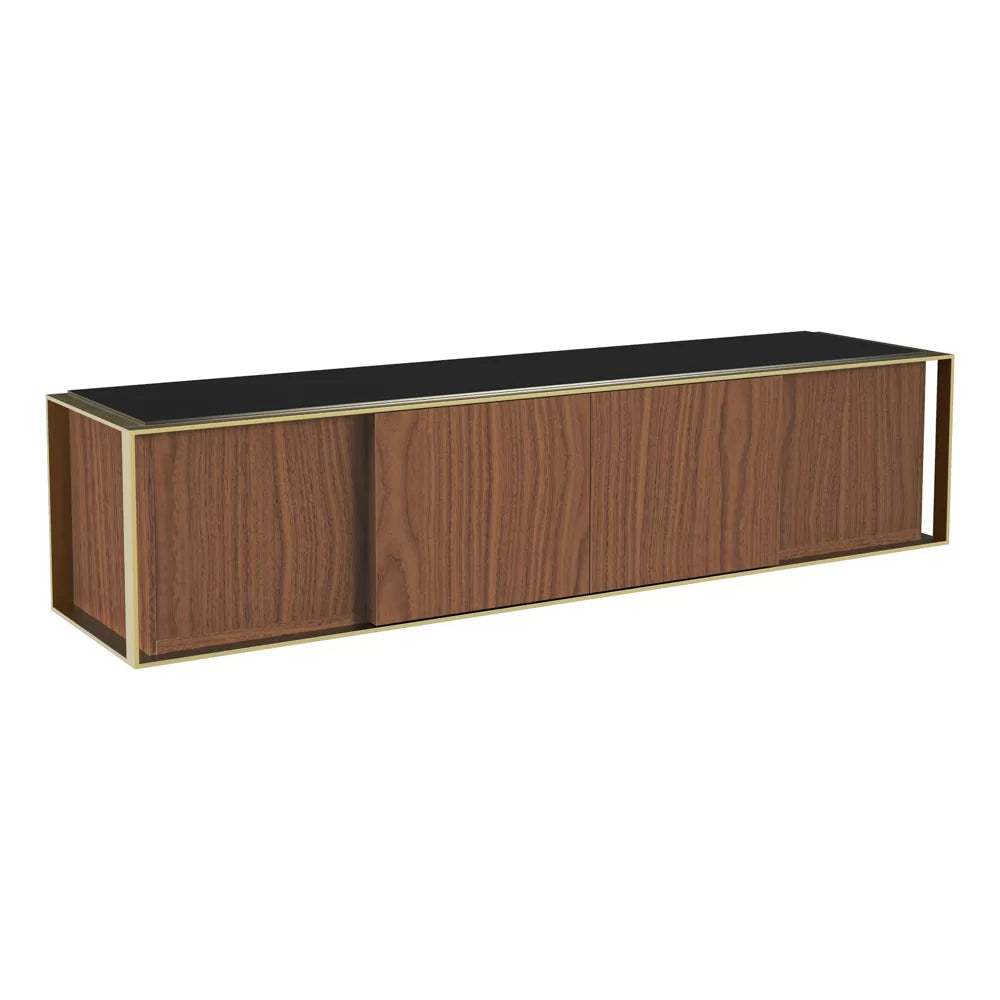 AVF FS200PRMW: Prometheus 2m TV Stand (Walnut & Black Glass)
