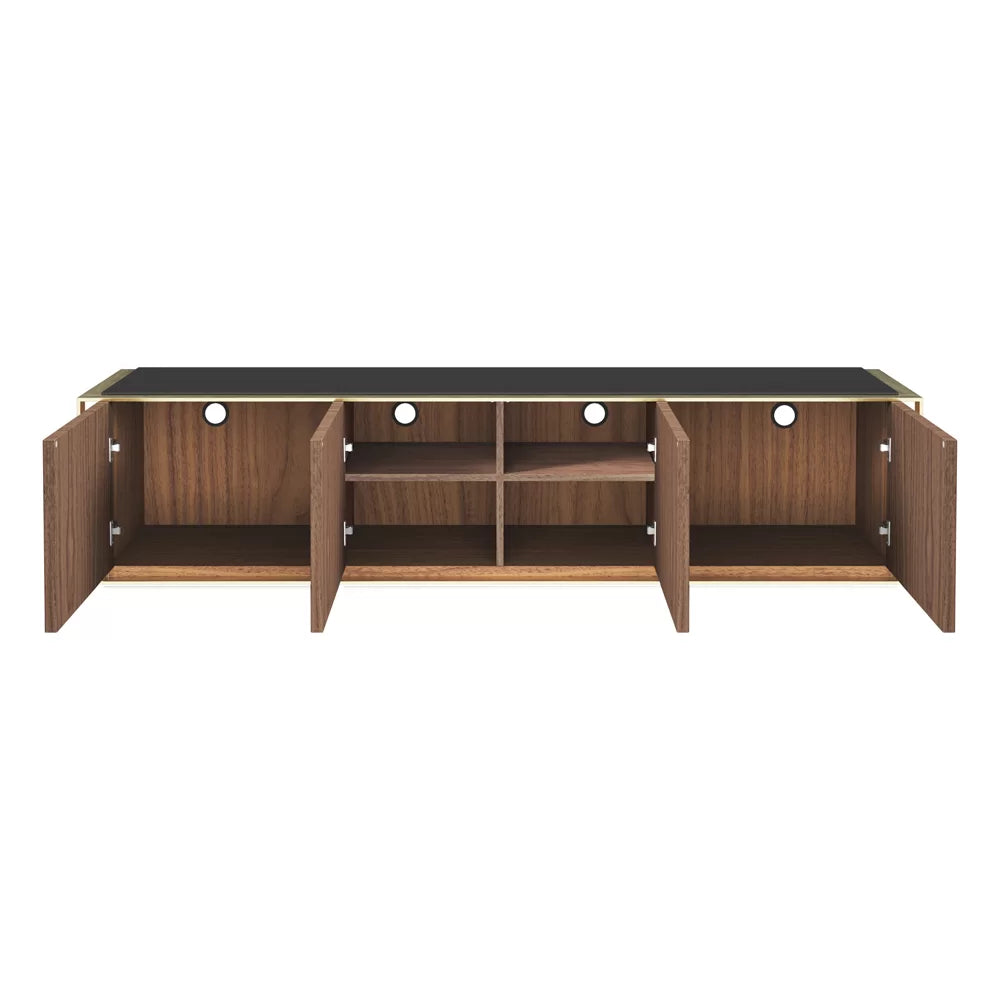 AVF FS200PRMW: Prometheus 2m TV Stand (Walnut & Black Glass)