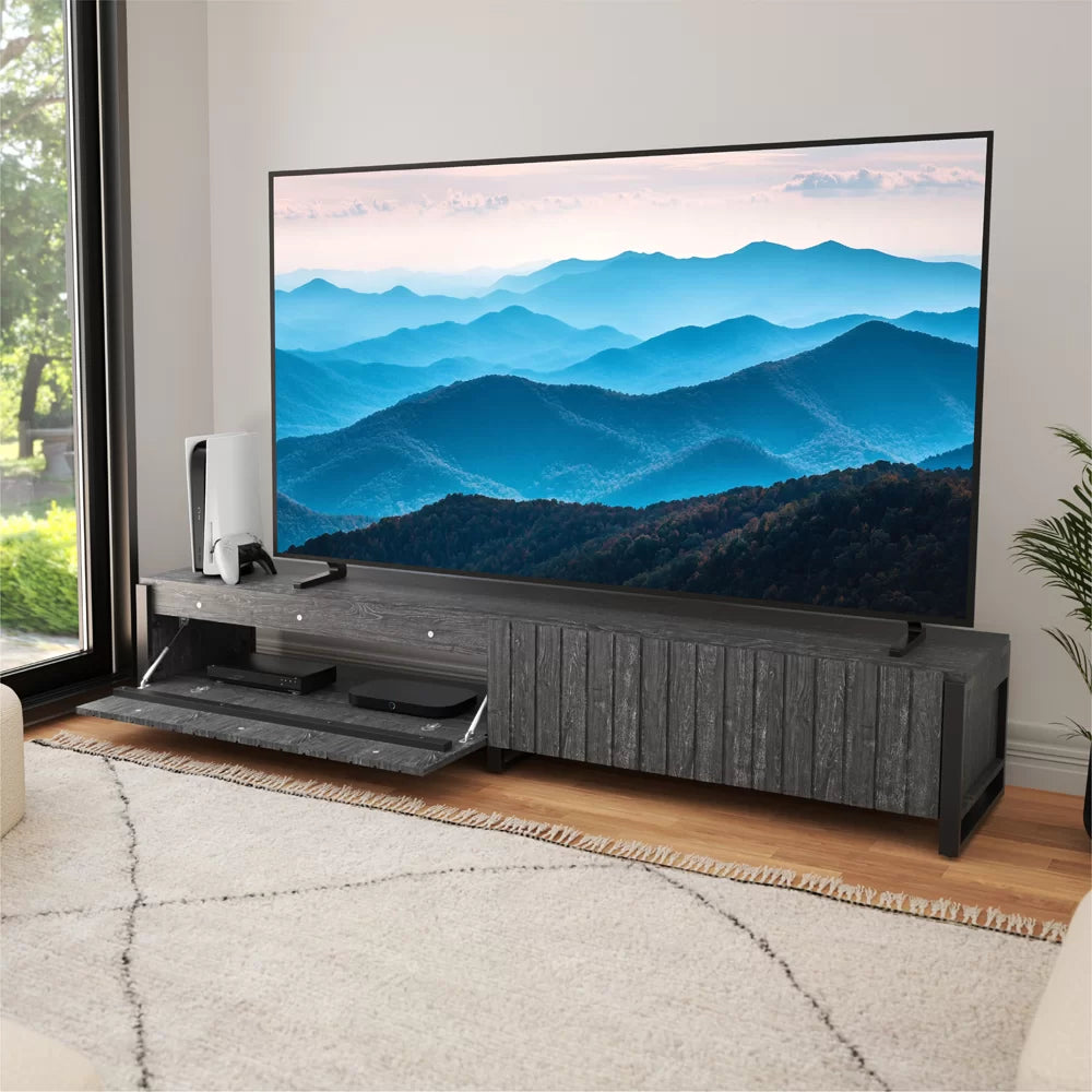 AVF FS2281RIDGB: Ridgewood 2.28m TV Stand with Pull Down Doors (Rustic Black Grain)