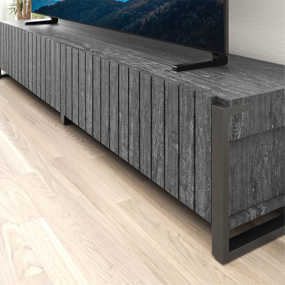 AVF FS2281RIDGB: Ridgewood 2.28m TV Stand with Pull Down Doors (Rustic Black Grain)