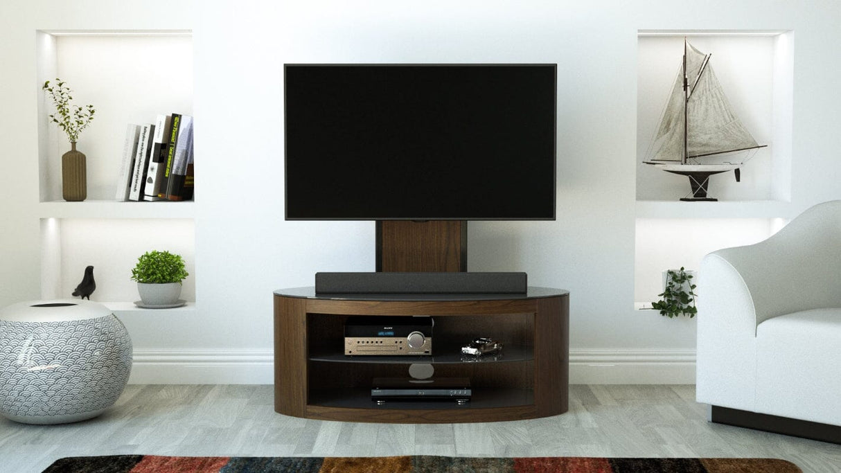 AVF Affinity Buckingham 1m Oval TV Stand with Mount - Walnut