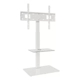 AVF FSL550LFWC: AVF Loft All-in-One Column TV Stand (White & Clear Glass)