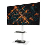 AVF FSL550LFWC: AVF Loft All-in-One Column TV Stand (White & Clear Glass)