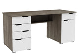Alphason Kentucky Dark Oak and High Gloss White Office Desk