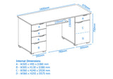 Alphason Kentucky Light Oak and High Gloss Grey Office Desk