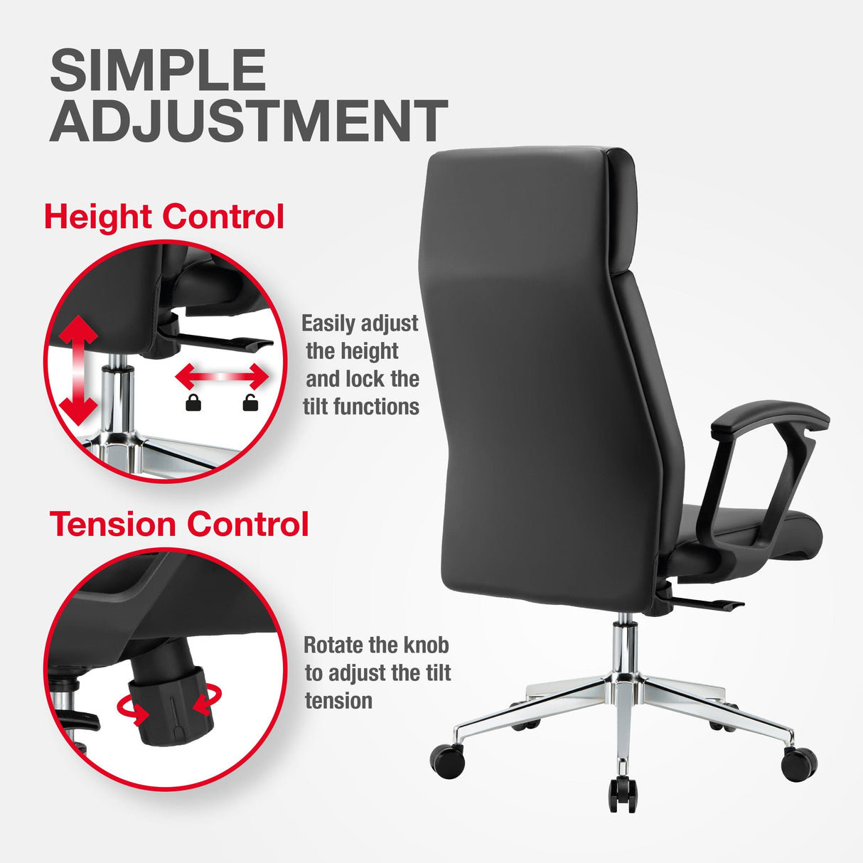 TTAP London Black Leather Faced Office Chair