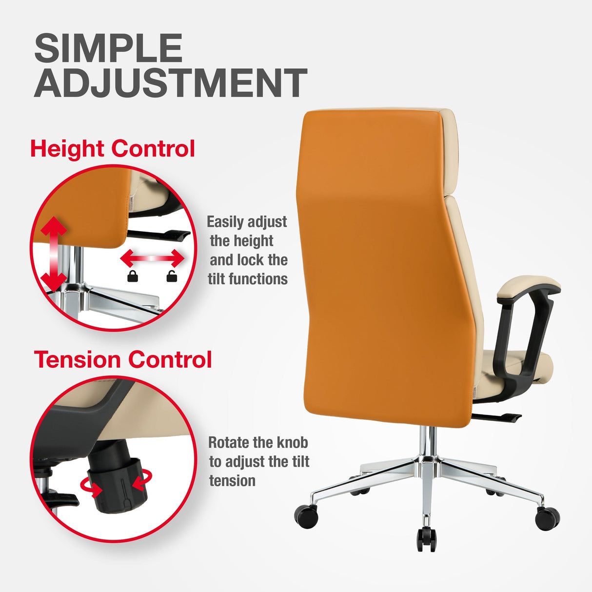 TTAP London Cream Leather Faced Office Chair