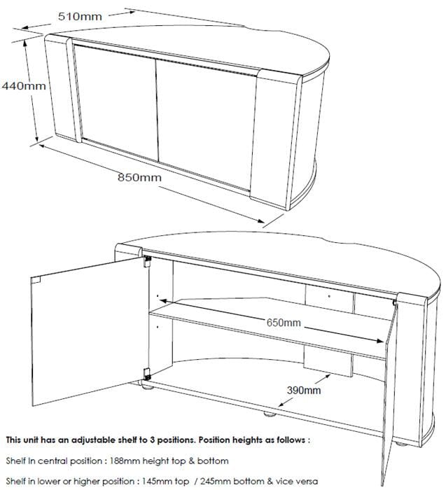 MDA Designs Sirius 850 Gloss Black TV Stand