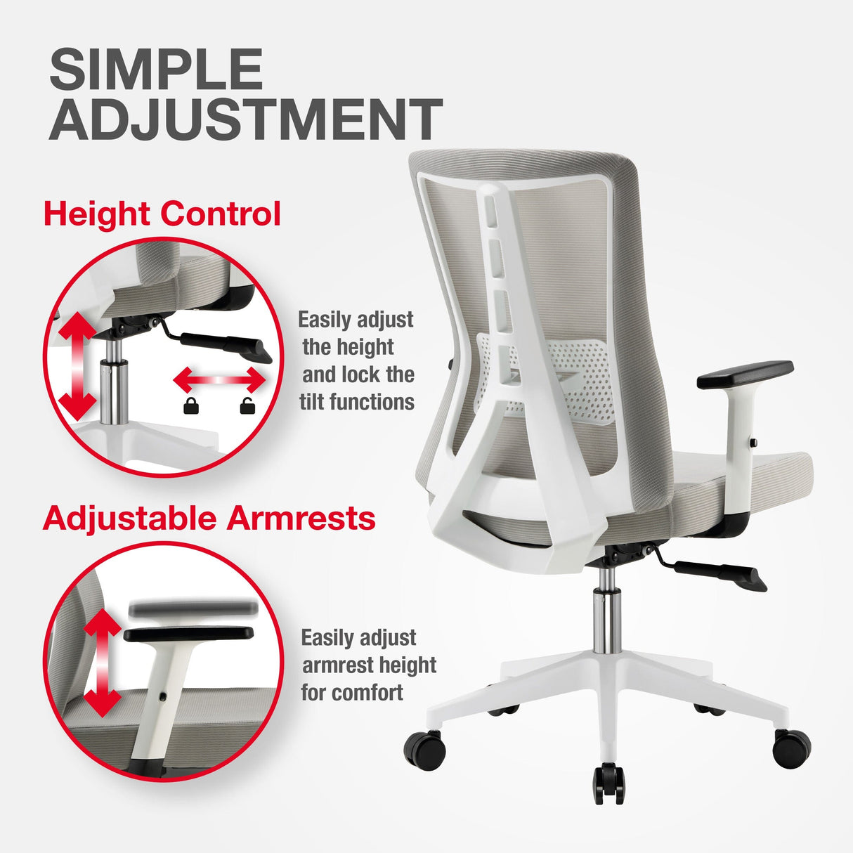 TTAP Oxford Grey Mesh Office Chair