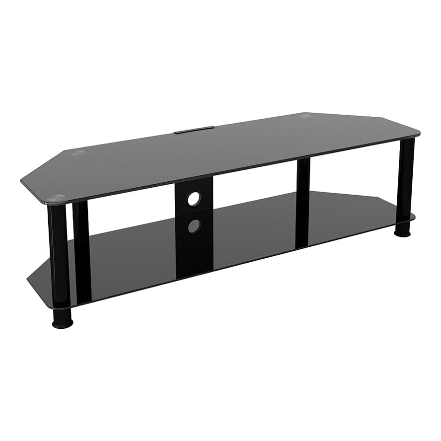 AVF SDC1400CMBB: Classic 1.4m Glass Corner TV Stand with Cable Management (Black)