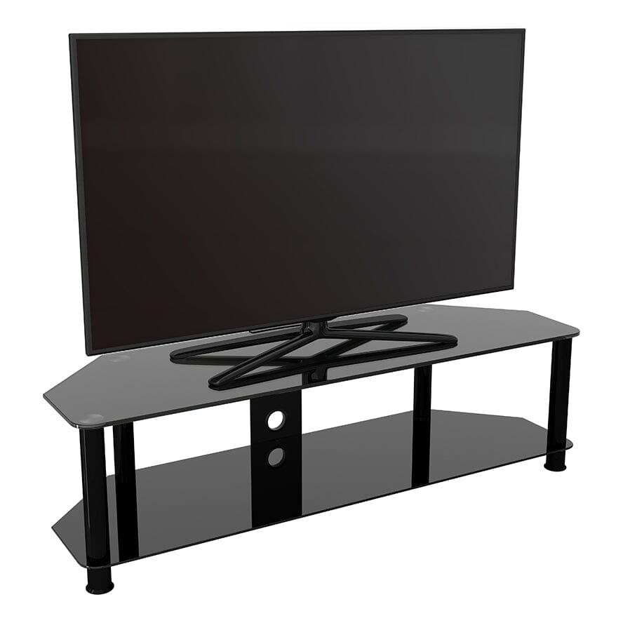 AVF SDC1400CMBB: Classic 1.4m Glass Corner TV Stand with Cable Management (Black)