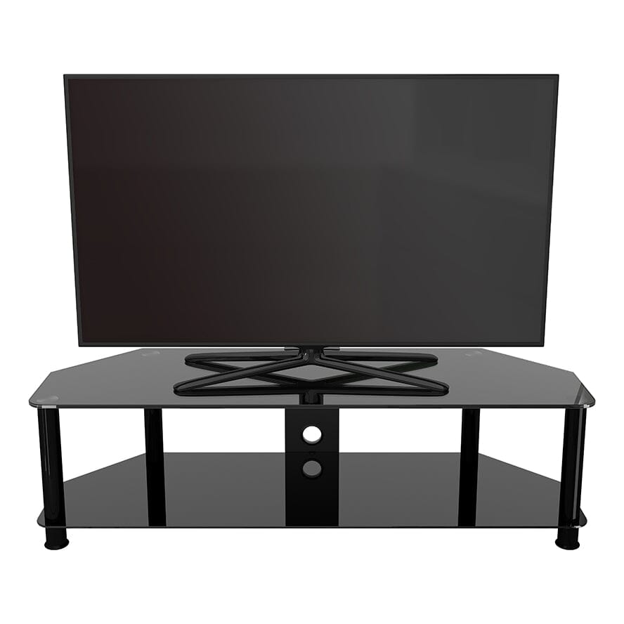 AVF SDC1400CMBB: Classic 1.4m Glass Corner TV Stand with Cable Management (Black)