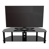 AVF SDC1400CMBB: Classic 1.4m Glass Corner TV Stand with Cable Management (Black)
