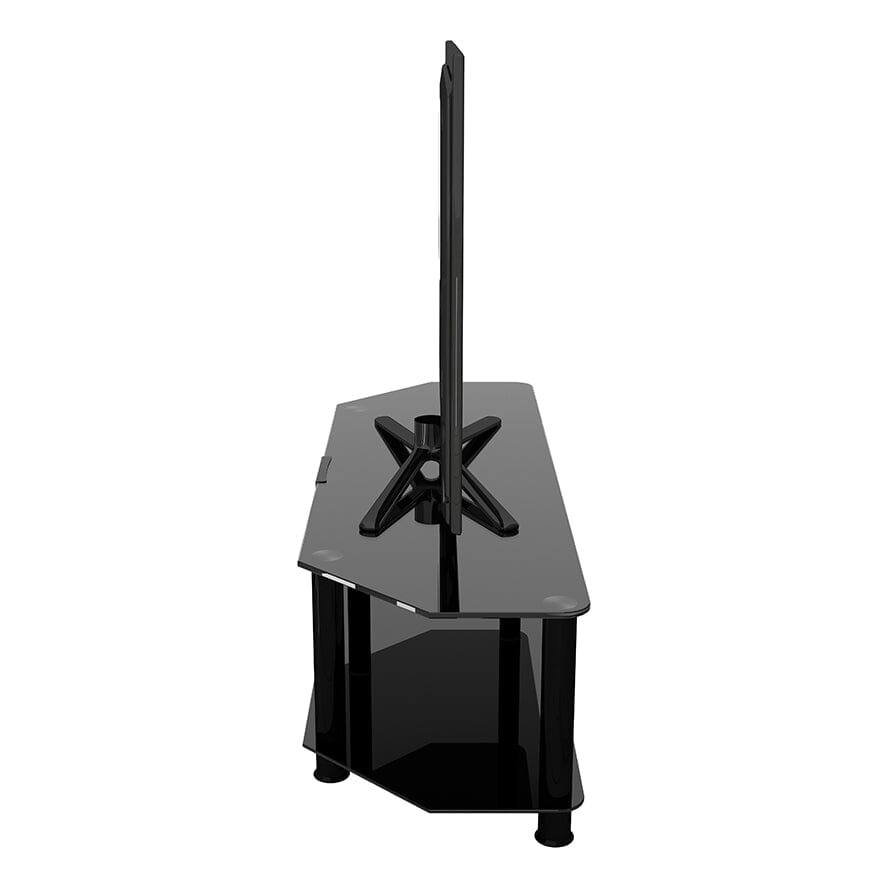 AVF SDC1400CMBB: Classic 1.4m Glass Corner TV Stand with Cable Management (Black)