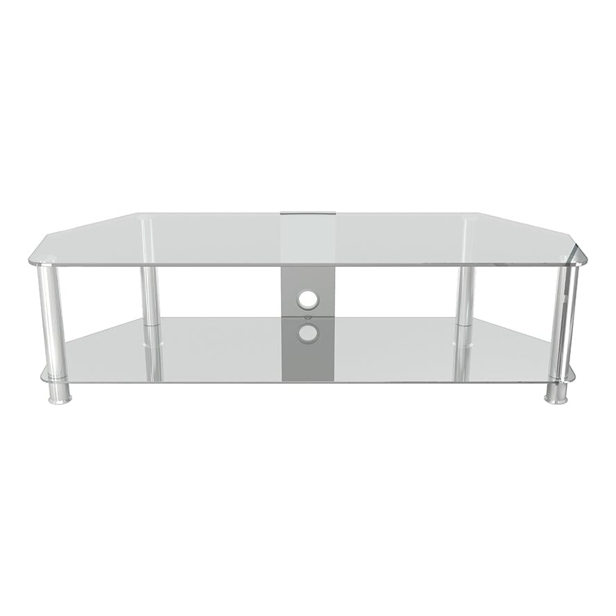 AVF SDC1400CMCC: Classic 1.4m Glass Corner TV Stand with Cable Management (Clear & Chrome)
