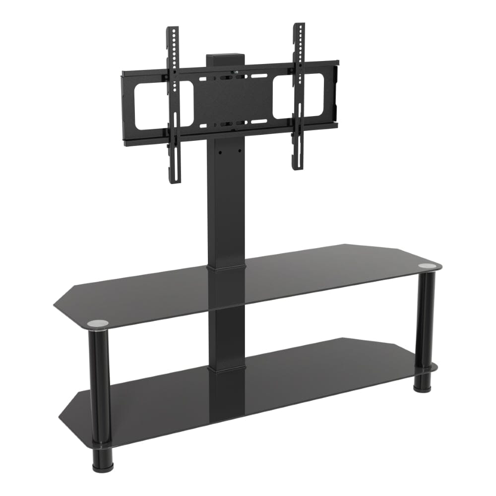 AVF SDCL1140BB: Classic 1.14m Glass Corner TV Stand with Mount (Black)