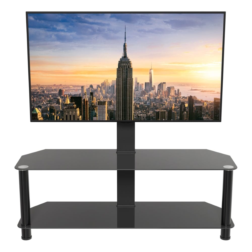AVF SDCL1140BB: Classic 1.14m Glass Corner TV Stand with Mount (Black)