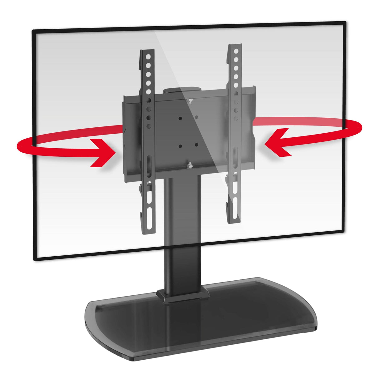 TTAP TT22S Swivel Black Glass Tabletop Pedestal TV Stand for up to 43" TVs