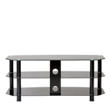 TTAP Vantage 3-Shelf Glass TV Stand in Black and Black Glass (AVS-C303C-1200-3BB)