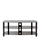 TTAP Vantage 3-Shelf Glass TV Stand in Black and Black Glass (AVS-C303C-1200-3BB)