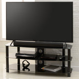 TTAP Vantage 3-Shelf Glass TV Stand in Black and Black Glass (AVS-C303C-1200-3BB)