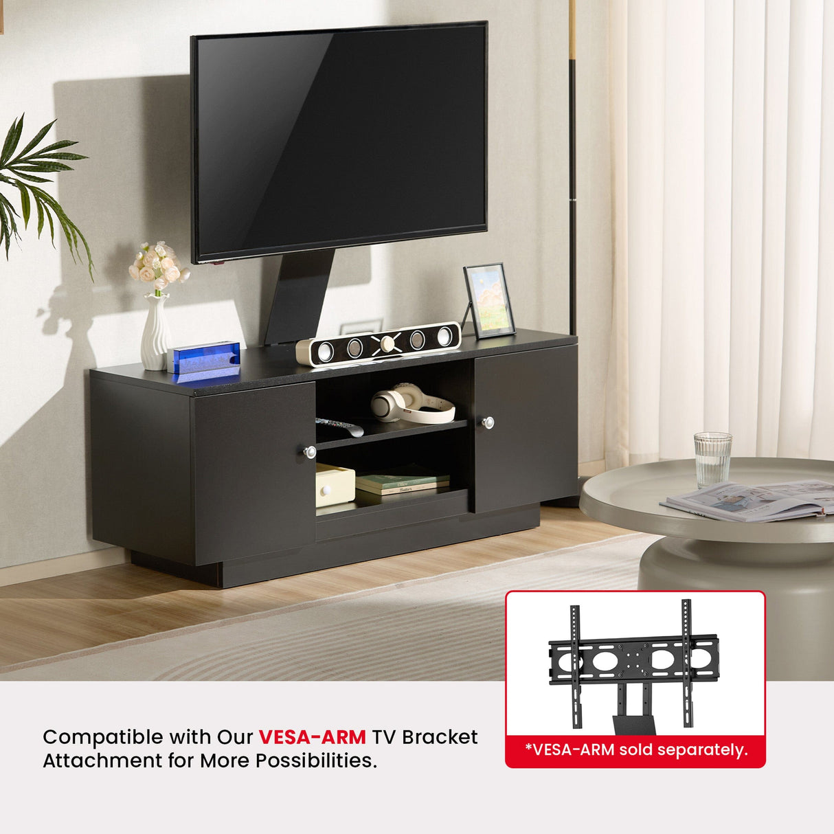TTAP Venice 120cm Wide Black TV Stand