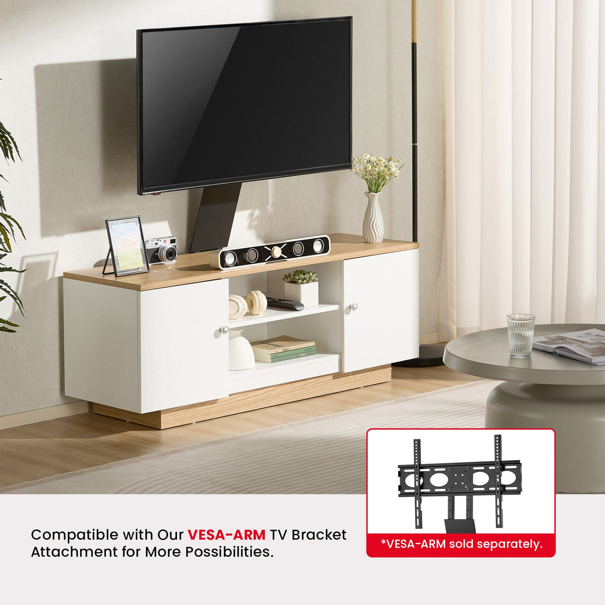 TTAP Venice 120cm Wide Oak and White TV Stand