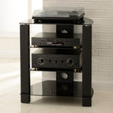 TTAP Vision 4 Shelf Hi-Fi Stand in Black with Black Glass (TVS1013)