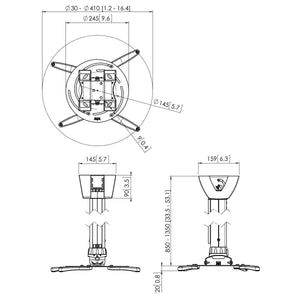 Vogels PPC 2585 Silver Height Adjustable Heavy Duty Projector Ceiling Mount