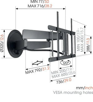 Vogels Signature TVM 7675 Pro Black Motorised TV Wall Bracket for screens up to 77"