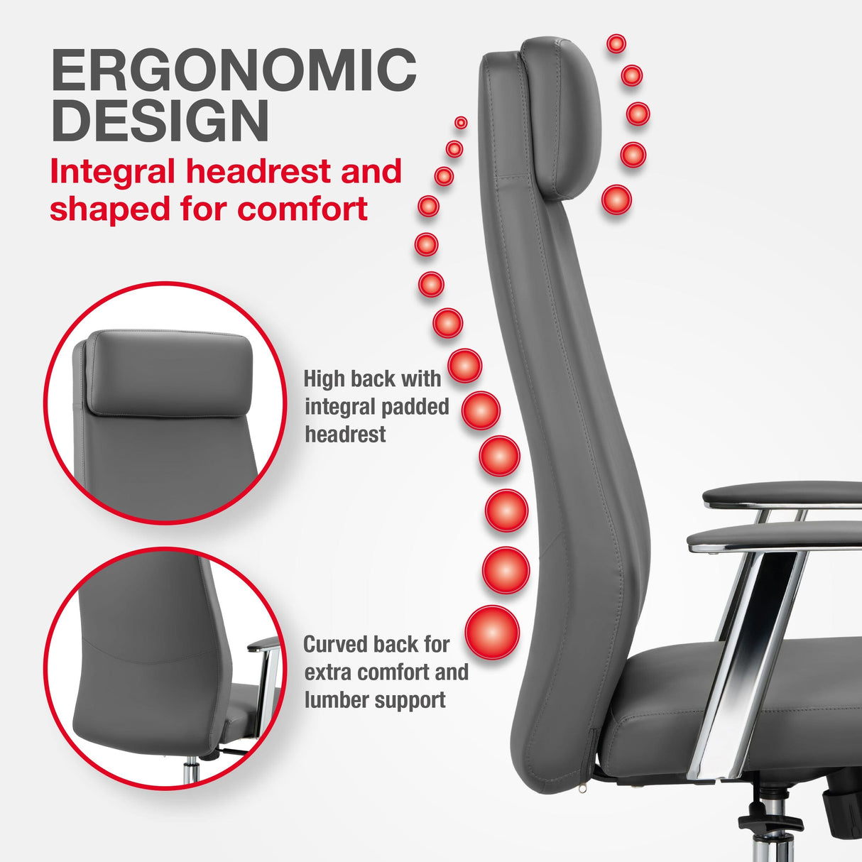 TTAP York Grey Leather Faced Office Chair