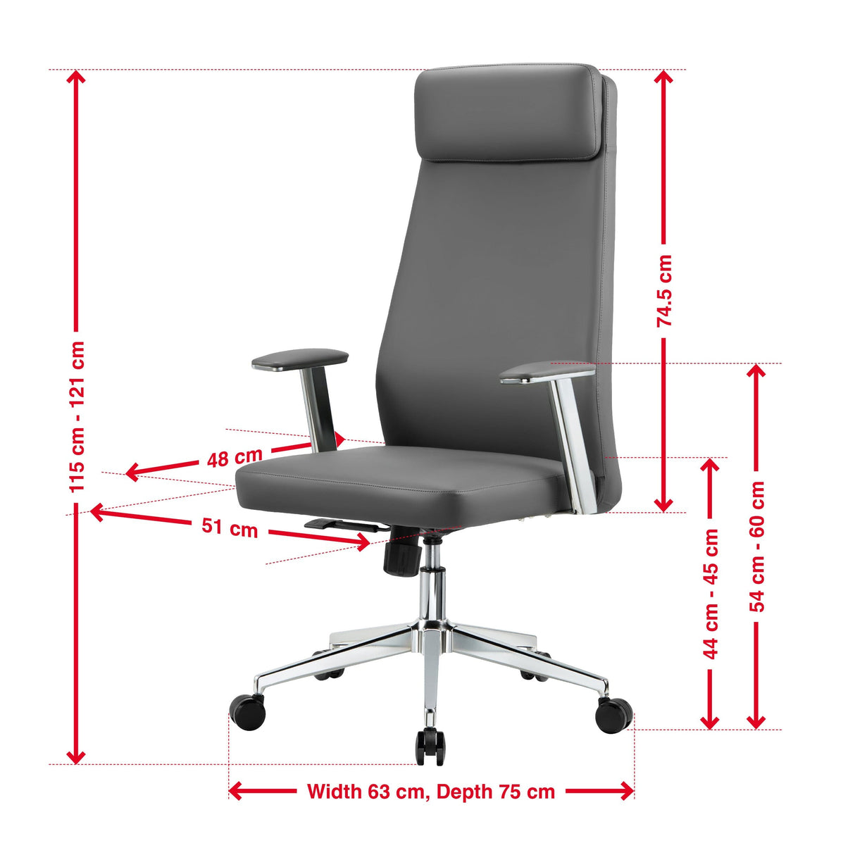 TTAP York Grey Leather Faced Office Chair