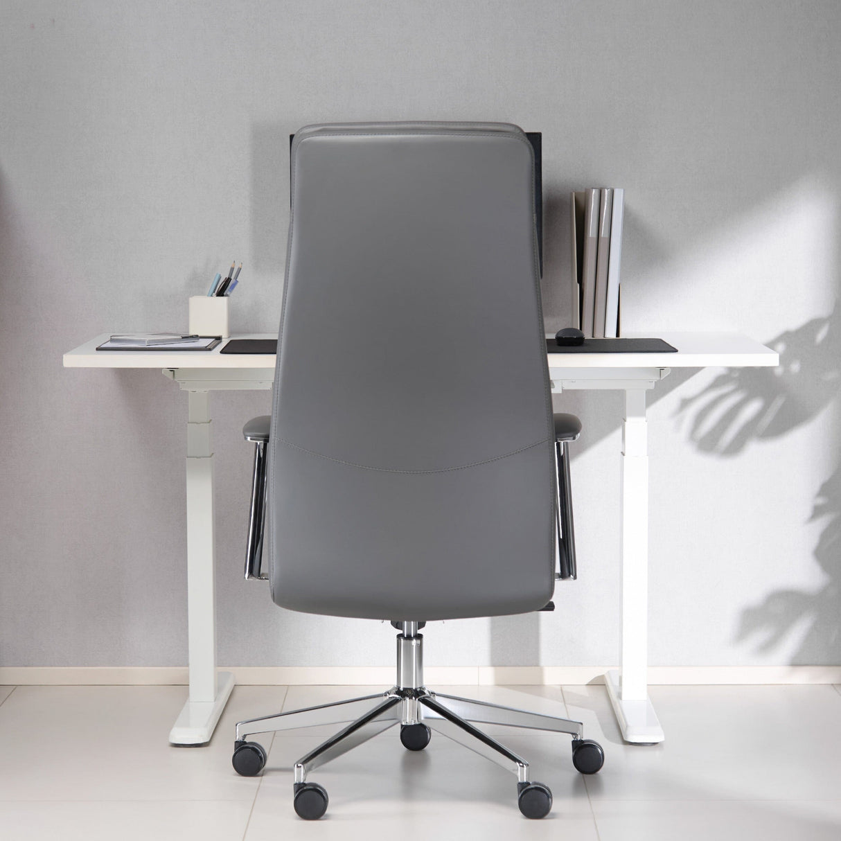 TTAP York Grey Leather Faced Office Chair
