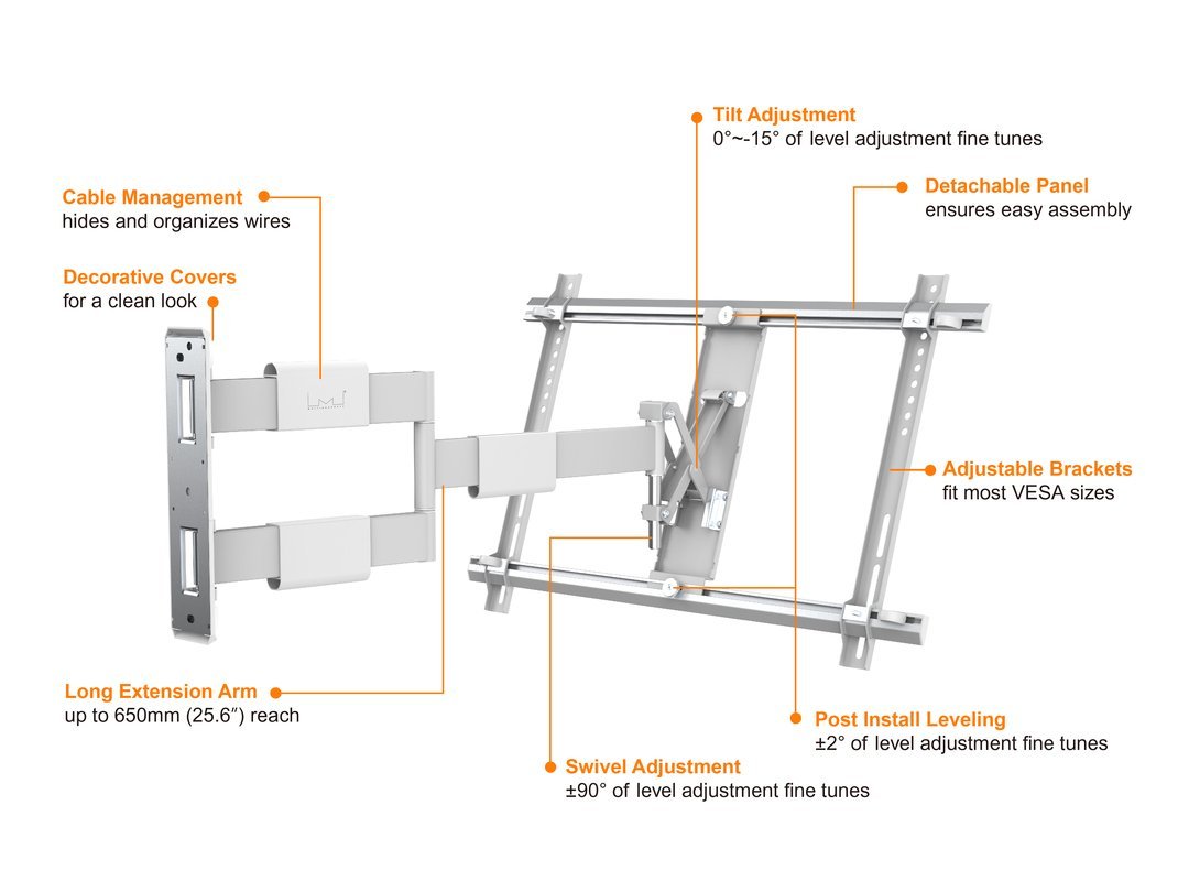 Multibrackets M VESA Flexarm Large White Ultra Thin TV Wall Bracket