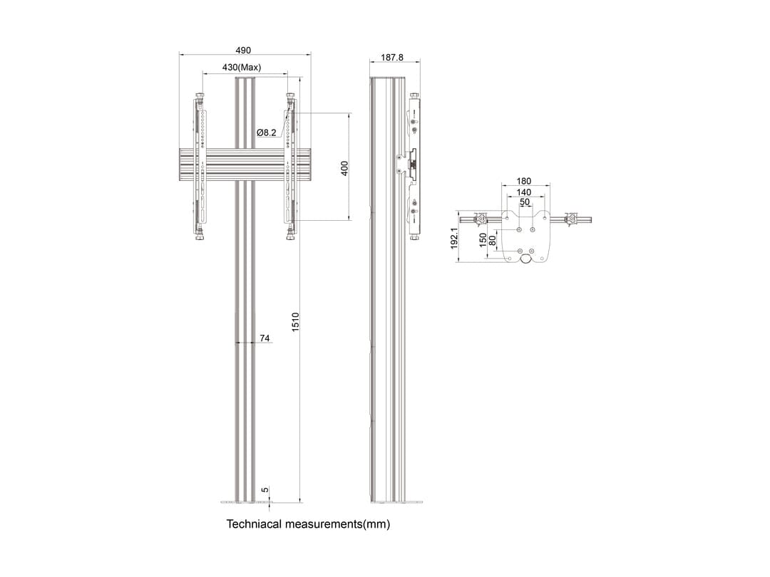 Multibrackets M Floormount Pro 150cm High Tall TV Stand