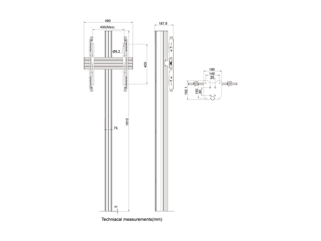 Multibrackets M Floormount Pro 180cm High Tall TV Stand