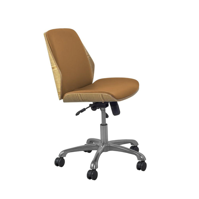Jual Curve PC211 Office Chair in Oak and Tan Faux Leather