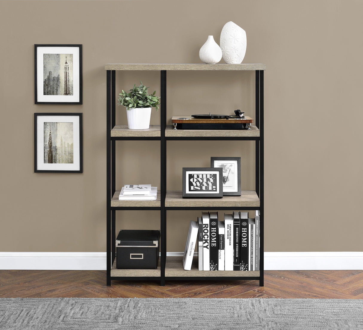 Dorel Home Elmwood Range Bookcase in Distressed Grey Oak