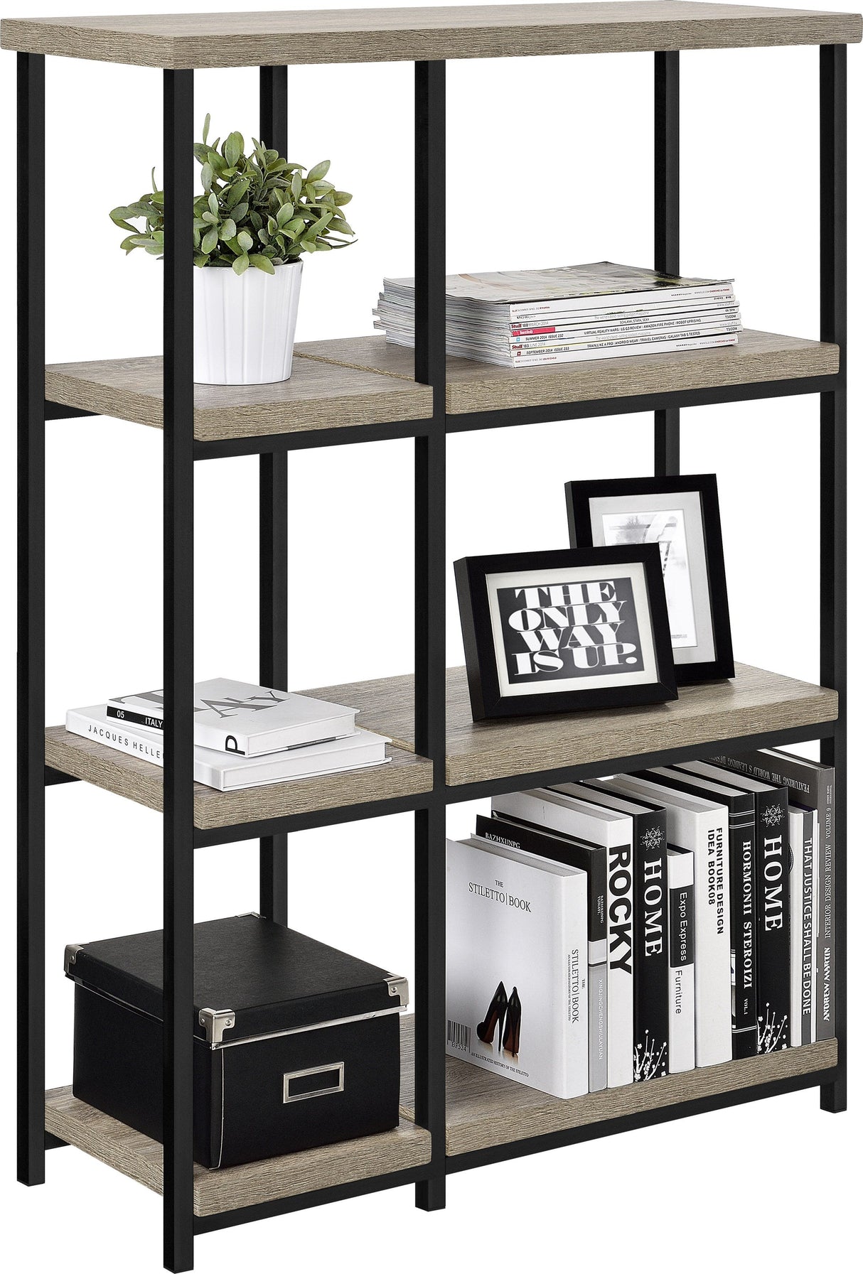 Dorel Home Elmwood Range Bookcase in Distressed Grey Oak