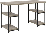Dorel Home Elmwood Range Double Pedestal Desk in Distressed Grey Oak