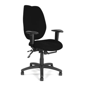 Nautilus Designs Thames Ergonomic High Back Multi-Functional Synchronous Operator Chair with Adjustable Arms - Black