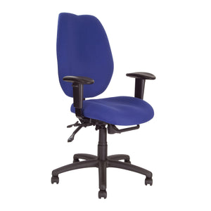 Nautilus Designs Thames Ergonomic High Back Multi-Functional Synchronous Operator Chair with Adjustable Arms - Blue