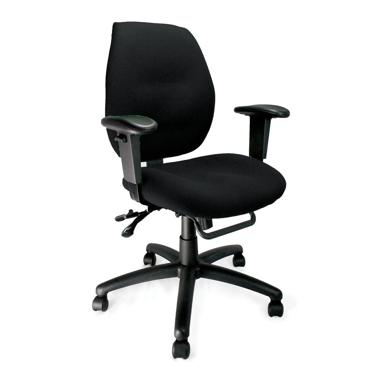 Nautilus Designs Severn Ergonomic Medium Back Multi-Functional Synchronous Operator Chair with Adjustable Arms - Black