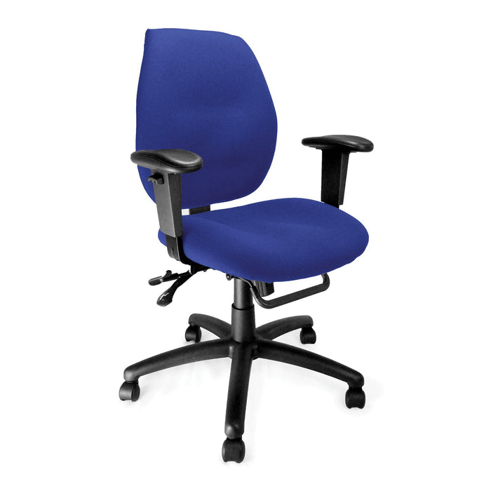 Nautilus Designs Severn Ergonomic Medium Back Multi-Functional Synchronous Operator Chair with Adjustable Arms - Blue