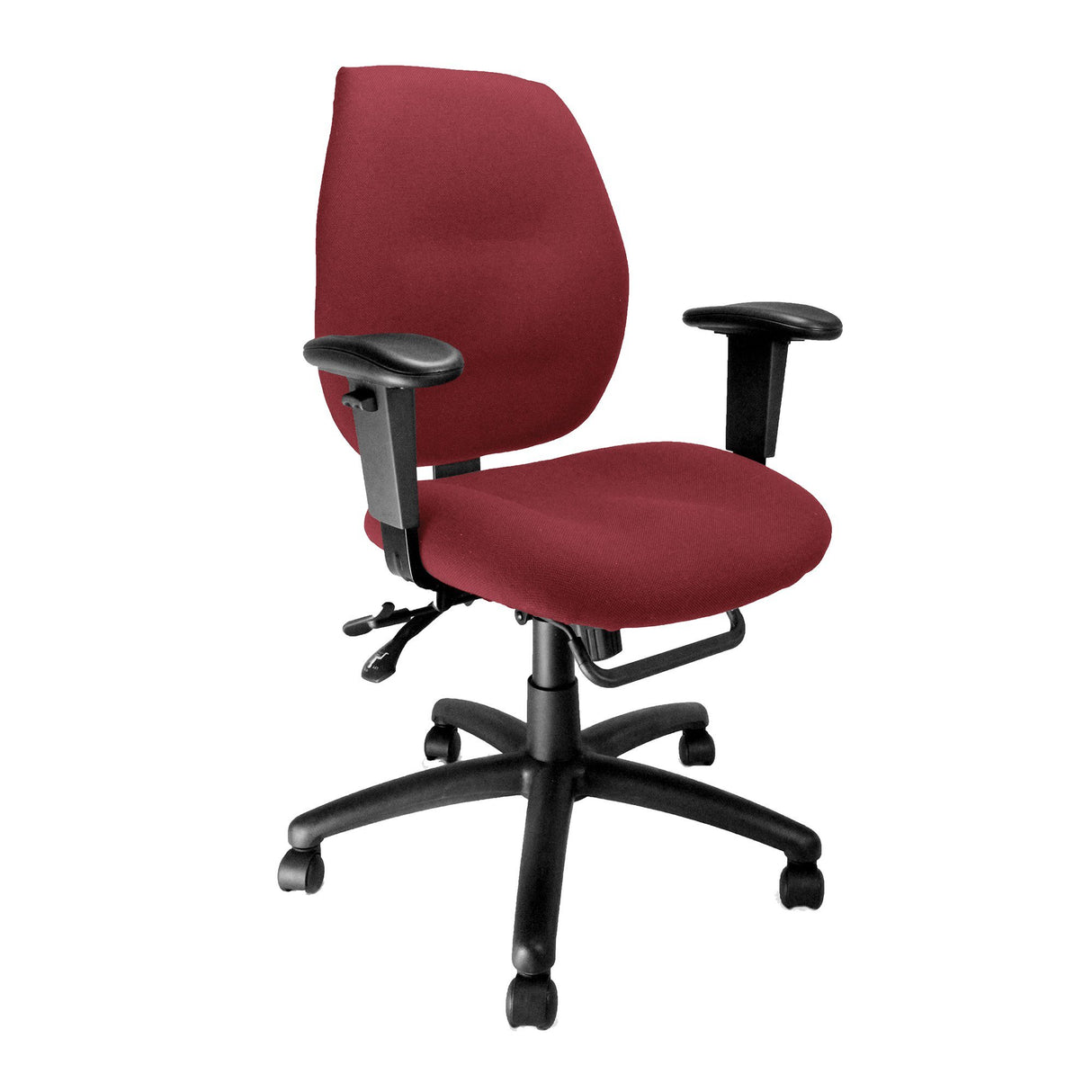 Nautilus Designs Severn Ergonomic Medium Back Multi-Functional Synchronous Operator Chair with Adjustable Arms - Wine
