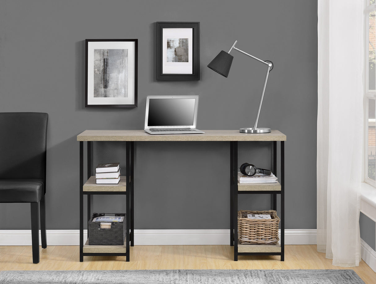 Dorel Home Elmwood Range Double Pedestal Desk in Distressed Grey Oak