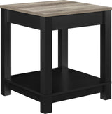 Dorel Home Carver Range End Table in Weathered Oak and Black