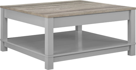 Dorel Home Carver Range Coffee Table in Weathered Oak and Grey